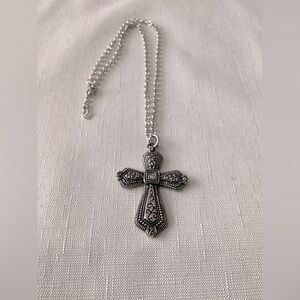 Silver Tone Cross Necklace